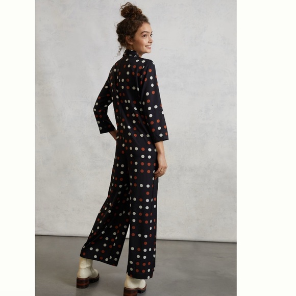 NWT Anthropologie Porridge Lacey LoveLand Silky Waistless Polka dot Jumpsuit S - Picture 7 of 16